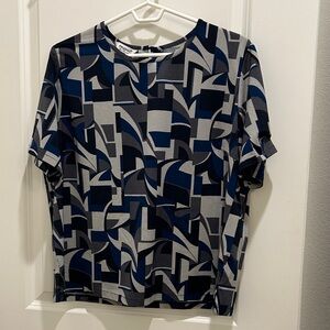 Geometric Blue and Gray Blouse (XL)